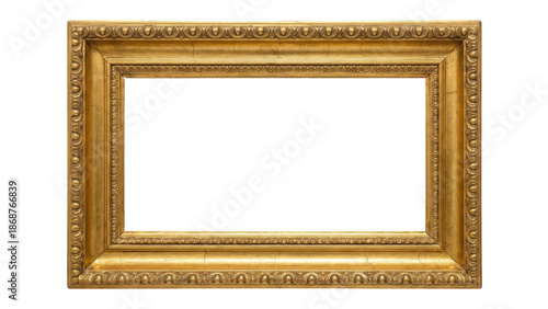 Photos Luxurious Golden Picture Frame with Classical Relief Ornamentation