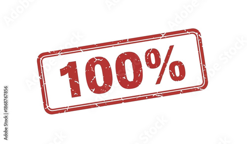 A red stamp with 100 percent text on a for approval or completion