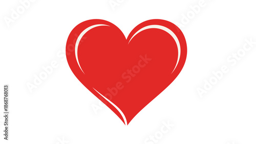 Stylized bright red heart graphic centered on a soft cream background symbolizing love and affection beautifully.
