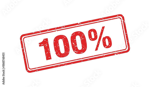 Red 100 percent stamp with grunge effect