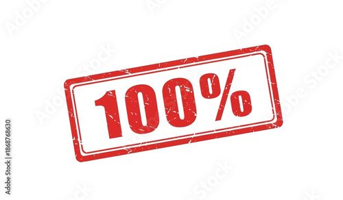 Red stamp with 100 percent text on for approval or completion