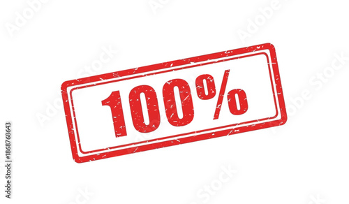 Red 100 percent stamp with grunge texture