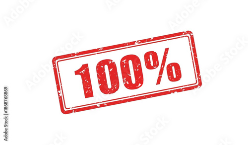 Red stamp with 100 percent text on for approval or completion