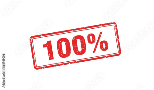 Red 100 percent stamp with rectangular border