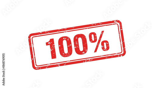 Red stamp with 100 percent text on for approval or completion