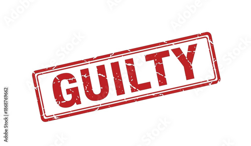 A red guilty stamp on a indicating a verdict or judgment