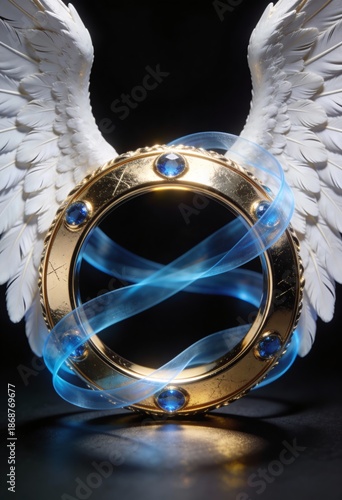 High-End Golden Winged Frame with Blue Accent Studio Photography