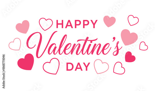 Happy valentines day greeting with pink hearts
