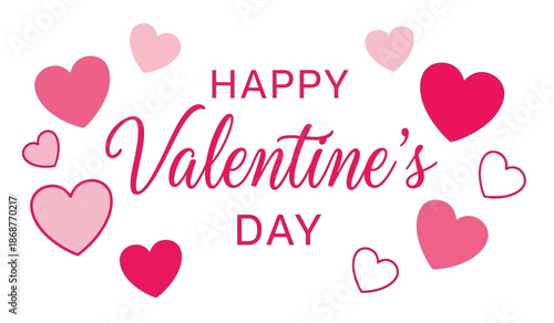 Happy valentines day greeting with pink hearts