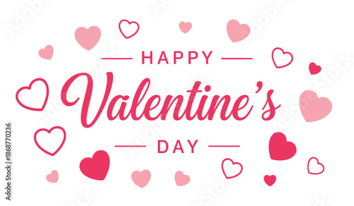 Happy valentines day greeting with hearts on for love and romance