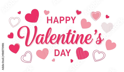 Happy valentines day greeting with hearts on for love and romance