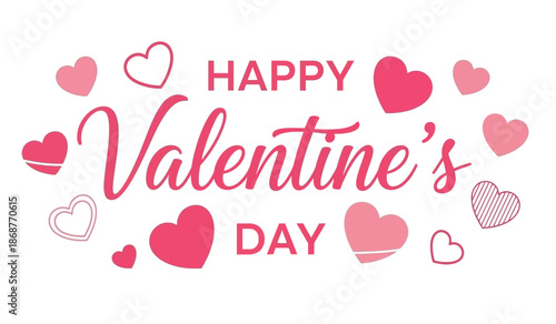 Happy valentines day greeting with hearts and text