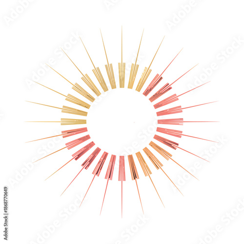 Harmonic Acupuncture: An artistic composition of acupuncture needles radiates outward, their color gradient creating a visually stunning representation of energy and healing.