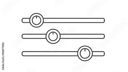 Simple illustration of three horizontal sliders with circular handles on white background