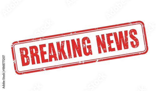 Breaking news red stamp on for editorial use