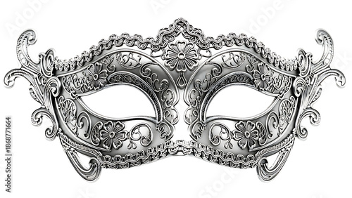 Ornate Silver Masquerade Mask with Intricate Details