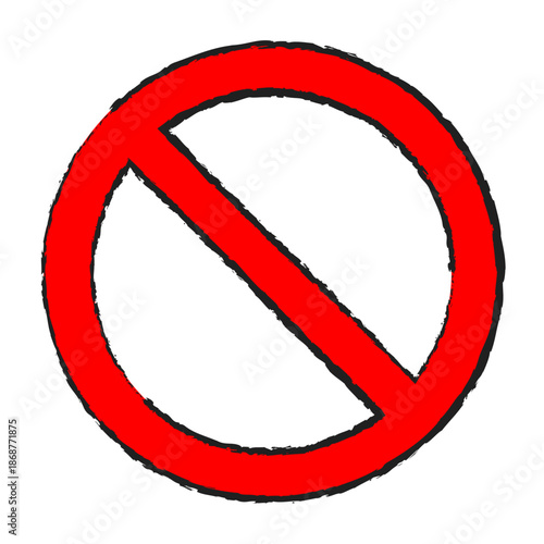 Grunge Style Prohibition Sign Hand Drawn Vector 