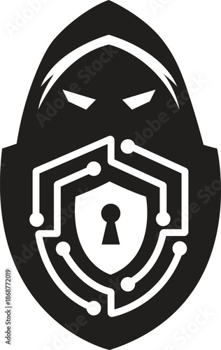 cyber security icon, Advanced Cyber Security Protection Shield Vector Icon Illustration