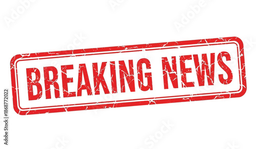 Breaking news red stamp on with distressed texture