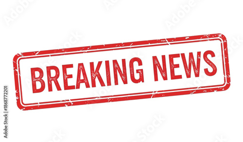 Breaking news red stamp on for editorial use