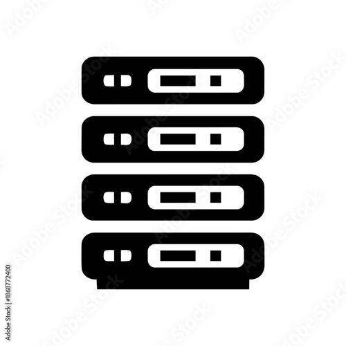 Minimal server stack representing data storage, cloud infrastructure, hosting services, and reliable information technology systems.
