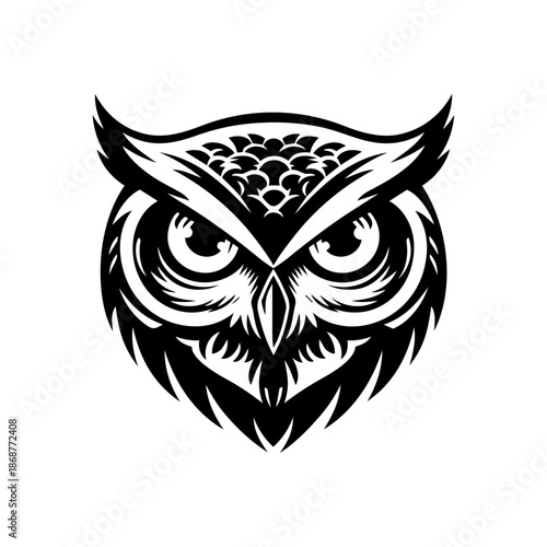 Stylized owl face expressing wisdom, intelligence, focus, and sharp perception often associated with knowledge and strategic thinking.
