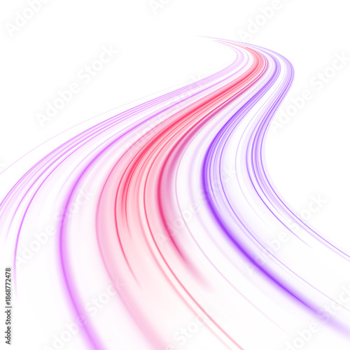 Bright cyber motion with colorful light streaks and smooth flowing lines creates a sense of acceleration. Digital waves glow in abstract space. Perfect for modern tech visuals and transparent PNG grap