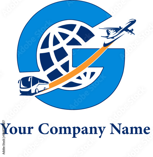 Initial G letter travel agency Logo Design vector Template. Abstract Letter G travel agency logo Design	