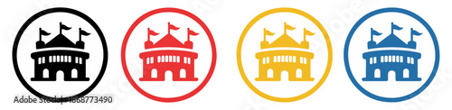 stadium arena building icon set