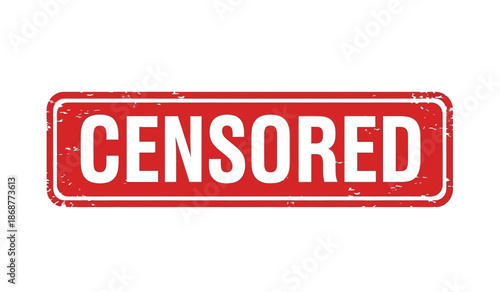 A red censored stamp on a with a grungy texture