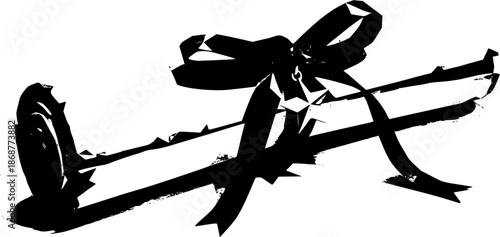 Low poly illustration of a scroll tied with a red ribbon and star charm
