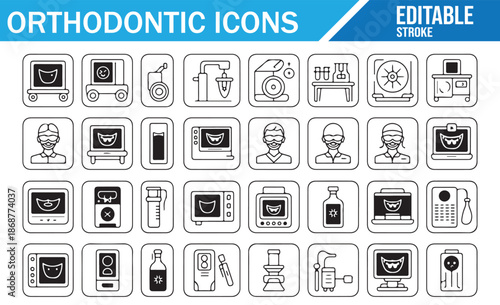 Collection of Outline Vector Symbols for Dental Diagnostics