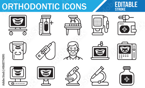 Outline Dental Care and Orthodontics Symbol Collection