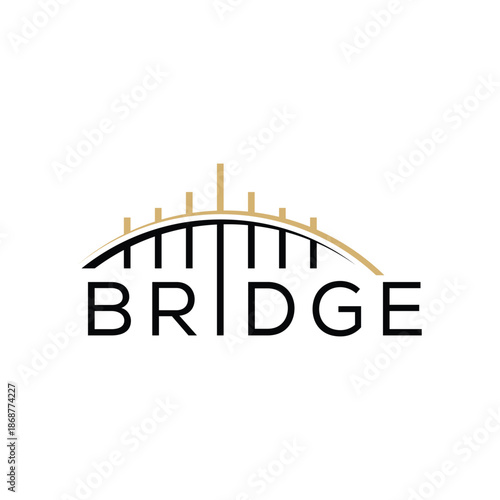 minimalist bridge logo design, font text bridge graphic vector template
