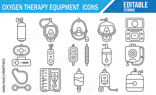 Outline Icons for Respiratory Support and Oxygen Therapy Devices