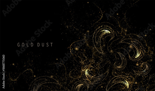 Isolated design element, exquisite wave mosaic in gold color.