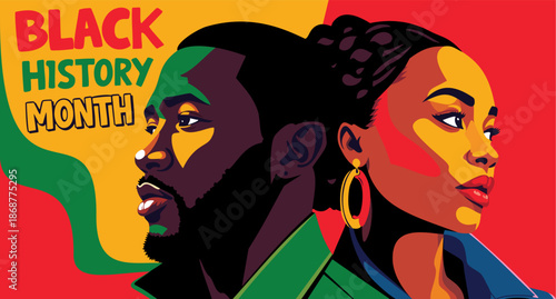 man and women vector portrait celebrate black history month