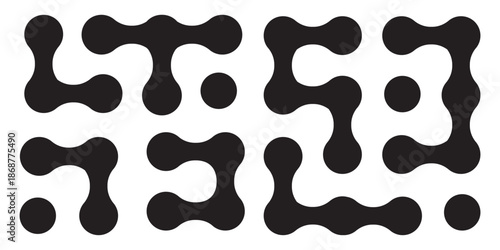 Abstract Metaball Shape Icons Set. Organic Fluid Blob Forms for Modern Design. Metaball elements on isolated background. Vector Connect Circle Shapes with Geometric Dots. Connected dots icons. eps 10