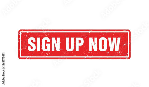 Red sign up now button with white text on isolated for registration