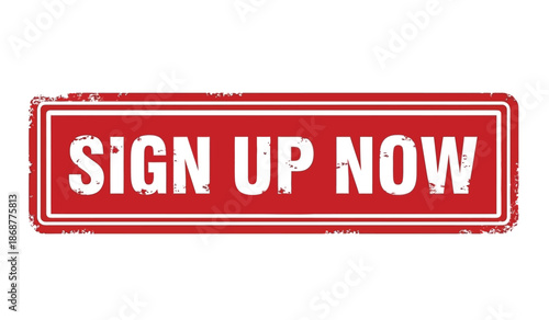 Red sign up now button with white text