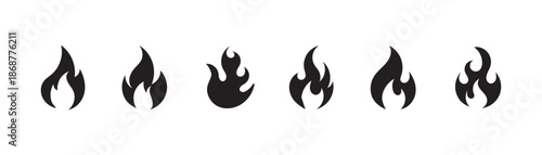 Set of  Fire flames icon. Fire flame symbol. Flame icon collection. Burning Flame hot vector silhouettes on white background. Vector Illustration. eps10