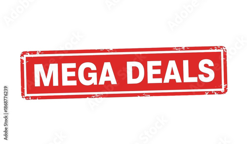 Red mega deals stamp or sticker on with distressed texture