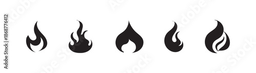 Set of  Fire flames icon. Fire flame symbol. Flame icon collection. Burning Flame hot vector silhouettes on white background. Vector Illustration. eps10