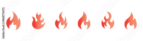Fire Flame Icon Set. Fire Icon Collection with Modern Flat Flame Symbols Vector Design. flame icons. Bonfire icons, flaming elements. Vector Illustration.