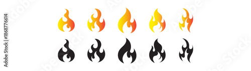 Fire Flame Icon set flat vector illustration. Burning Flame Icon Set Abstract Fire Elements Flat Vector Style. eps10