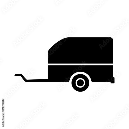 Car trailer icon. Black silhouette. Side view. Vector simple flat graphic illustration. Isolated object on a white background.