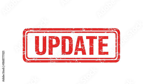 Red update stamp on with distressed texture