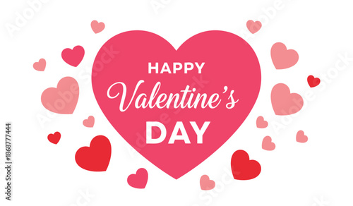 Happy valentines day greeting card with hearts on for love and romance