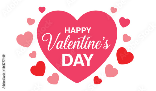 Happy valentines day greeting card with hearts on for love and romance