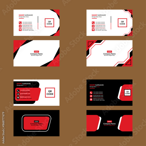 Modern Business Card Format in a Bundle of Four. Elegant Template Display for Promotion.